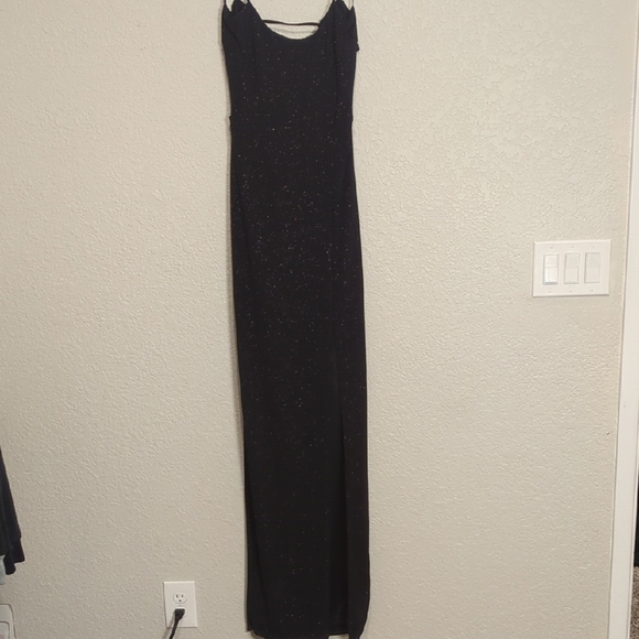 Windsor black glitter formal sleeveless maxi dress thigh high slit - Picture 4 of 10